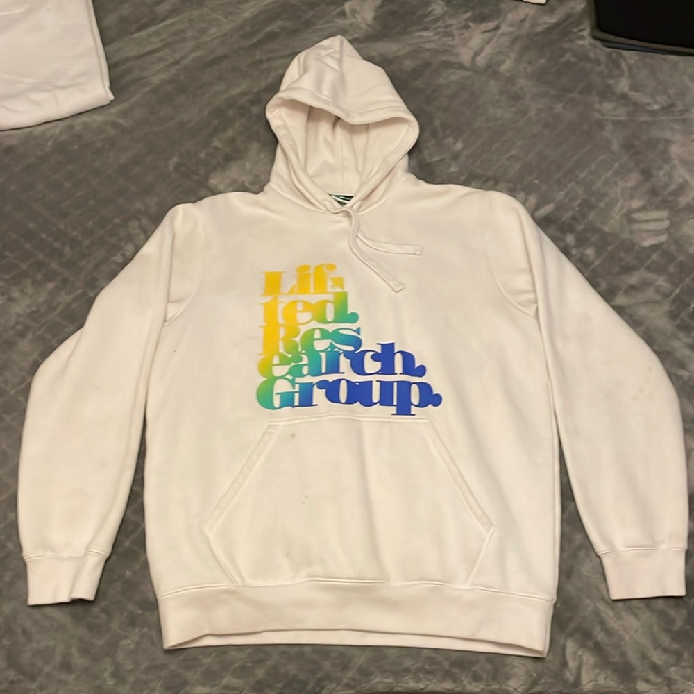 LRG sweatsuit white small stains sweatshirt and sweatpants